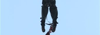 Bungee jumping 107 metres in the Gorges du Tarn near Millau in the south of France